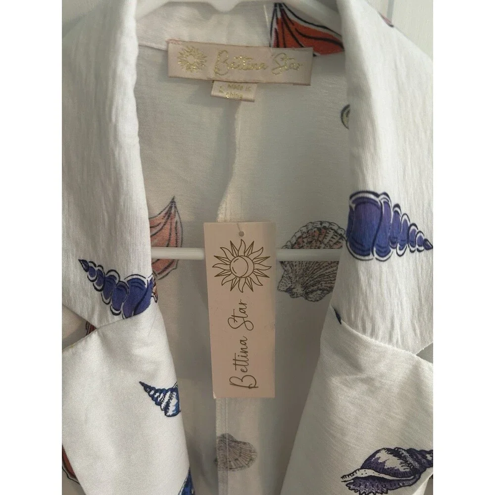 Bettina Star Rayon/Nylon Blend Blazer With Colorful Clam Print Size L